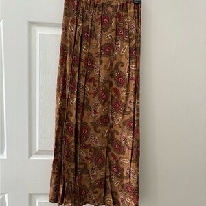 Petite Sophisticate Brown and Red Paisley A-Line Skirt